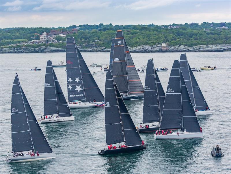 Based on a velocity prediction program, the Offshore Rating Rule handicaps cruisers and all-out racers such as in this Gibbs Hill Lighthouse Division fleet at the start of the 2018 Newport Bermuda Race. © Daniel Forster / PPL