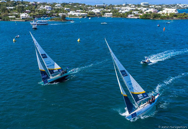 International One-Design sloops race upwind on Hamilton Harbour during the 2019 Bermuda Gold Cup © John Singleton