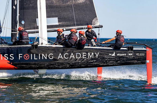Swiss Foiling Academy in full flight on day 2 of 2021 GC32 Lagos Cup 1 ©Sailing Energy/ GC32 Racing Tour