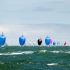 The fleet under kite – the wind built all afternoon as the cloud dissolved. Classic racing weather. - 2020 Etchells Australian Championship, final day © John Curnow