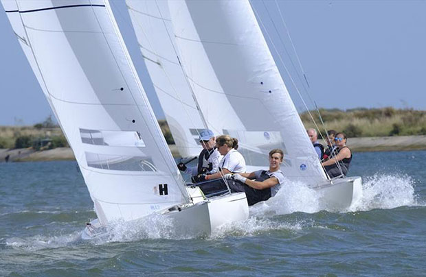 Looking forward to fun times ahead with close racing in the Dragon class © Roger Mant Photography