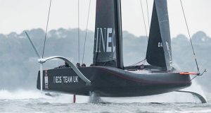 Team INEOS - The British Americas Cup team, skippered by Sir Ben Ainslie. Shown here in action whist training the Solent on their race yacht â€˜Britannia'.Photo: Lloyd Images © Lloyd Images