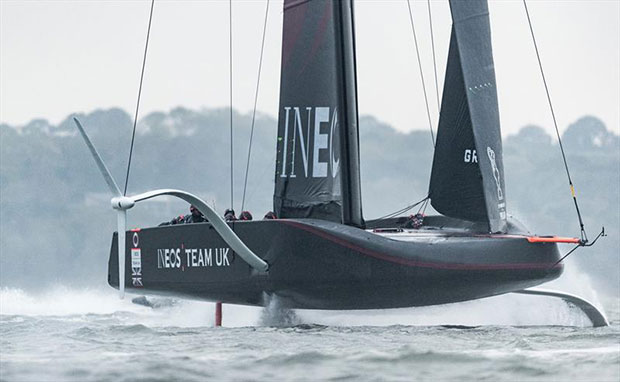 Team INEOS - The British Americas Cup team, skippered by Sir Ben Ainslie. Shown here in action whist training the Solent on their race yacht â€˜Britannia'.Photo: Lloyd Images © Lloyd Images