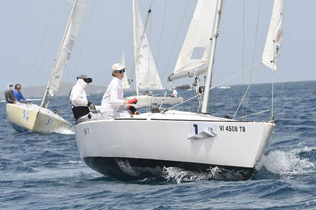 St. Thomas Yacht Club Invitational Regatta: : (l-r) Chris and Christian Rosenberg lead the pack while racing IC24s © Dean Barnes