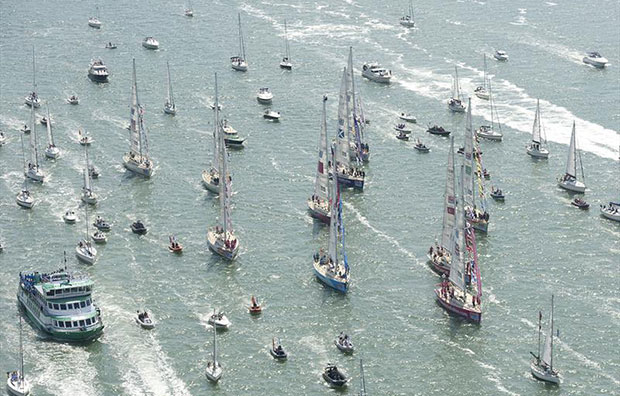 The homecoming fleet of all participating boats of The Clipper 11-12 Round the World Yacht Race. Race 15 is the final race of this edition of the Clipper Race and as all ten yacht entries complete their circumnavigation in Southampton on Sunday 22 July. - photo © Clipper Race