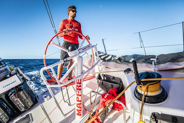 Volvo Ocean Race Leg 6 to Auckland, day 19 on board MAPFRE, Guillermo Altadill stearing. 25 February © Ugo Fonolla / Volvo Ocean Race