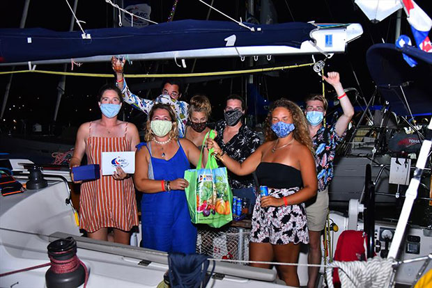 ARC 2020 - Chloe Need (far left) on Moonflower 3 - youngest female skipper, best overall logs & Kaprys Award for perseverance © Bencarson Blaize
