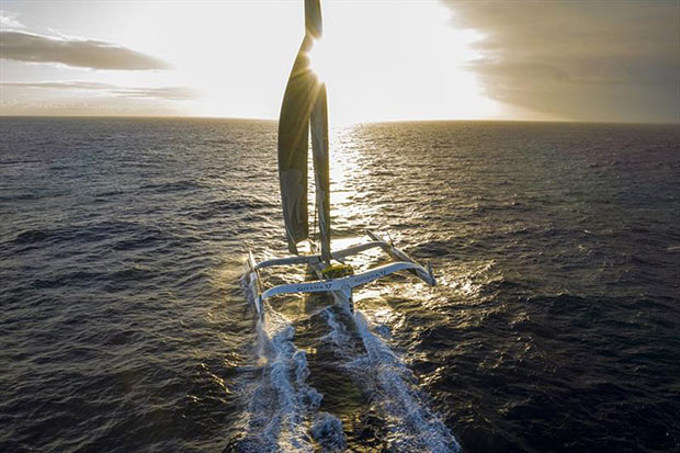The Maxi Edmond de Rothschild sets off again on their Jules Verne Trophy record attempt © Y.Riou / polaRYSE / Gitana S.A