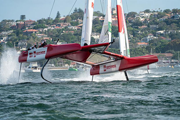Denmark SailGP Team helmed by Nicolai Sehested in action during the Sydney SailGP, Event 1 Season 2 in Sydney Harbour, Sydney, Australia. 28 February, 2020, Day 1 of racing. Photo: Ugo Fonolla for SailGP. Handout image supplied by SailGP © Ugo Fonolla for SailGP