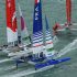 Japan SailGP Team helmed by Nathan Outteridge and France SailGP Team helmed by Billy Besson race head to head in a practice race ahead of Event 4 Season 1 SailGP event in Cowes, Isle of Wight, England, United Kingdom - photo © Chris Cameron