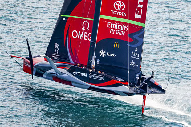 Emirates Team New Zealand sailing in the AC36 Cup Match - Race Day 5 © Carlo Borlenghi