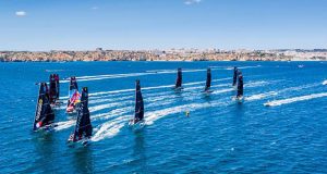 First reaching leg action from the GC32 World Championship in Lagos in 2019 - photo © Jesus Renedo / Sailing Energy / GC32 Racing Tour