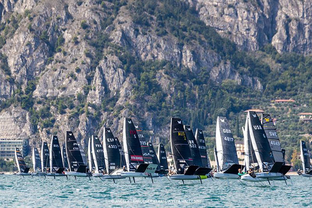 76 boats makes for a big start line. Malcesine Pre-Worlds 2021 © Angela Trawoeger