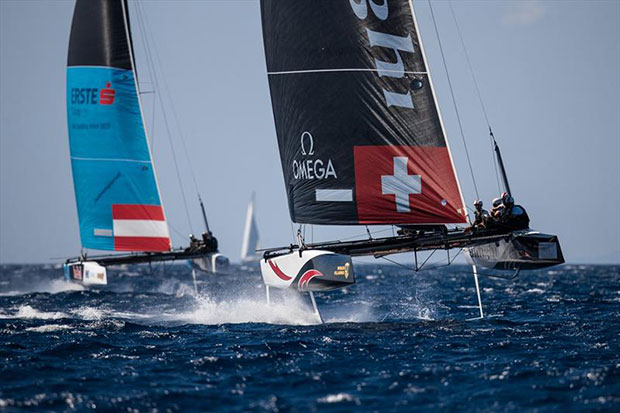 Alinghi leads Red Bull Sailing Team on the leaderboard going into the deciding Mar Menor event © Sailing Energy / GC32 Racing Tour