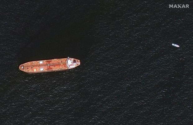 Oil tanker Mercer Street is seen off the coast of Fujairah, United Arab Emirates, August 4, 2021. (Maxar Technologies)