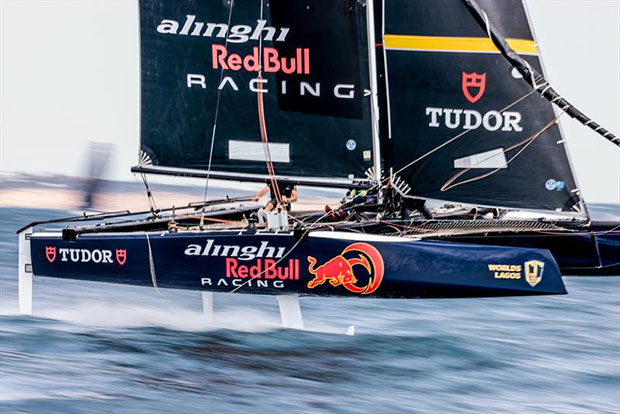 Despite breaking in a new helmsman, Alinghi Red Bull Racing won two races on day 1 of Lagos GC32 Worlds - photo © Sailing Energy / GC32 Racing Tour