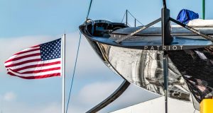 American Magic's AC75 Patriot at its base in Pensacola - October 2022 © Paul Todd/America's Cup