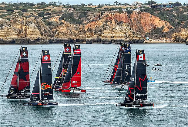 Full fleet racing at the GC32 World Championship in Lagos, Portgual in 2022 - photo © Sailing Energy / GC32 Racing Tour