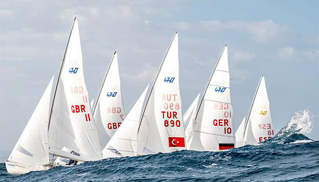 470 fleet revels in the huge Canary Islands swell - Lanzarote International Regatta 2023 ©Sailing Energy/ Lanzarote Sailing Center