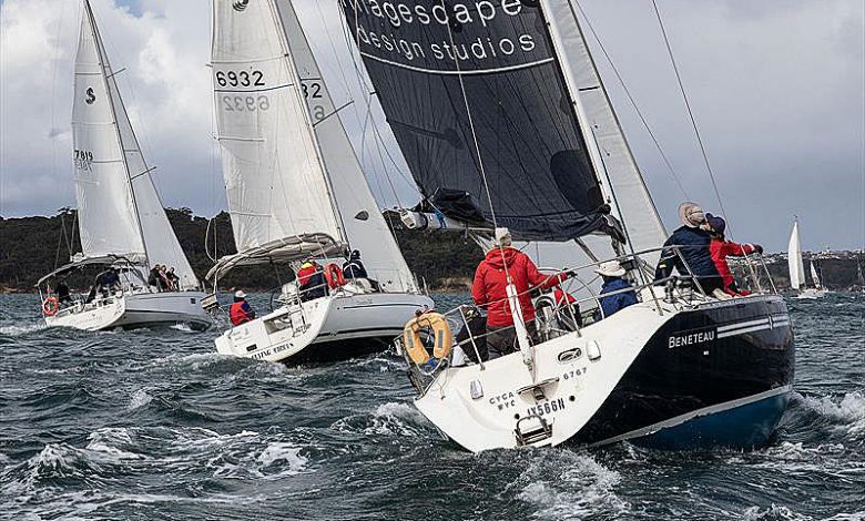 Currwong, Flying Circus and Big Blue all head back down the Harbour during Race Two - photo © John Curnow