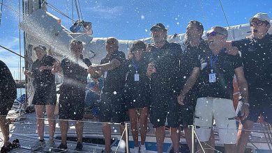 The first of many bottles of champagne no doubt consumed by the friends onboard Evrika to celebrate their success - Ocean Globe Race 2023 - photo © OGR2023 / Jacqueline Kavanagh