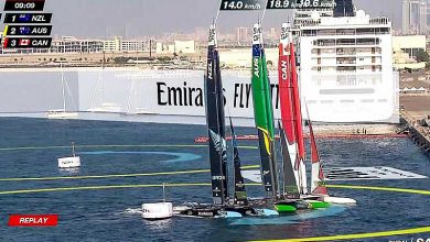 New Zealand, Australia and Canada round Mark 5 - SailGP Dubai Final Race - December 10, 2023 - photo © SailGP