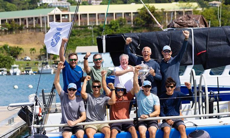Congratulations to the team on Chris Sheehan's PAC52 Warrior Won (USA) - Overall Winners of the 2024 RORC Transatlantic Race Trophy, presented by former RORC Commodore and Admiral, Andrew McIrvine © Arthur Daniel / RORC