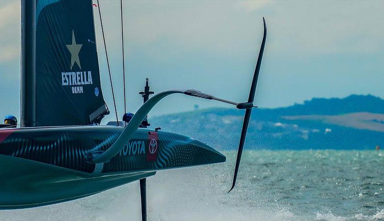 Port wing foil - Emirates Team New Zealand - LEQ12 Prototype - Day 57, January 22, 2024 - Auckland - photo © Sam Thom / America's Cup