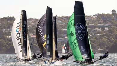 18ft Skiff 2024 JJ Giltinan Championship Races 3 & 4: Mid fleet spinnakers in Race 4 ©SailMedia