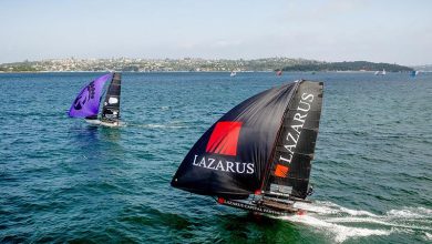 Battle for second place on the first spinnaker run - 18ft Skiff Winnings 2024 JJ Giltinan Championship ©SailMedia