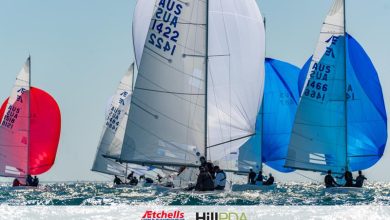 The fleet downwind on day 3 of the 2024 Etchells World Championships - photo © Alex Dare, Down Under Sail