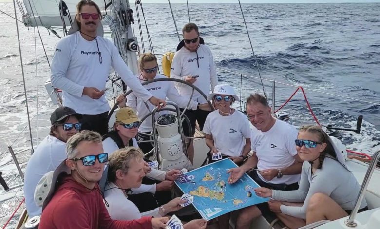 Board games for the birthday boy skipper Tapio on Galiana WithSecure. Probably not how most people imagine the Cape Horn leg - but it's early days and it’s not Tapio’s first rodeo in these notorious seas. Credit: OGR2023 / Galiana WithSecure Copyright © 2024 Ocean Globe Race. All Rights Reserved.