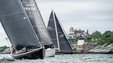 Yachts in IRC 3, including (L to R) Carina, Hiro Maru and Kiva cross the starting line for the Transatlantic Race 2019 - photo © Paul Todd / Outsideimages.Com