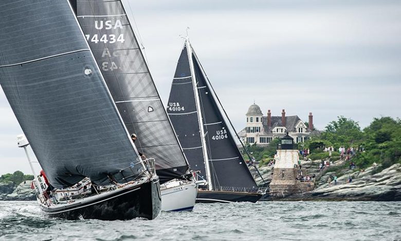 Yachts in IRC 3, including (L to R) Carina, Hiro Maru and Kiva cross the starting line for the Transatlantic Race 2019 - photo © Paul Todd / Outsideimages.Com