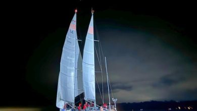 The French legend Pen Duick VI FR (14), skippered by the indomitable Marie Tabarly, has taken provisional line honours in the final leg of the inaugural McIntyre Ocean Globe Race - photo © Aïda Valceanu/ OGR2023