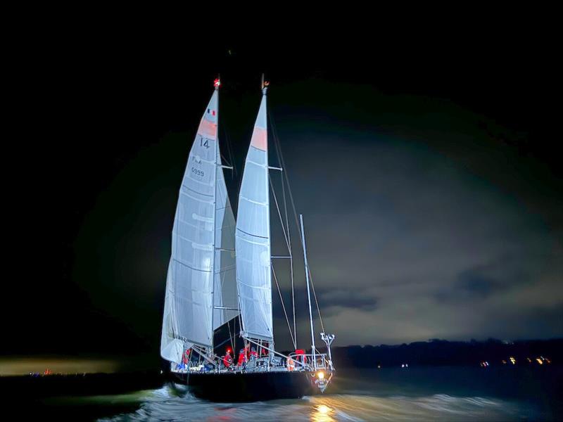 The French legend Pen Duick VI FR (14), skippered by the indomitable Marie Tabarly, has taken provisional line honours in the final leg of the inaugural McIntyre Ocean Globe Race - photo © Aïda Valceanu/ OGR2023