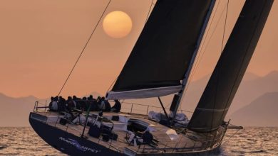 Sir Lindsay Owen-Jones' Magic Carpet Cubed led down towards Li Galli - photo © Tre Golfi Sailing Week / Studio Borlenghi