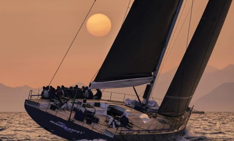 Sir Lindsay Owen-Jones' Magic Carpet Cubed led down towards Li Galli - photo © Tre Golfi Sailing Week / Studio Borlenghi