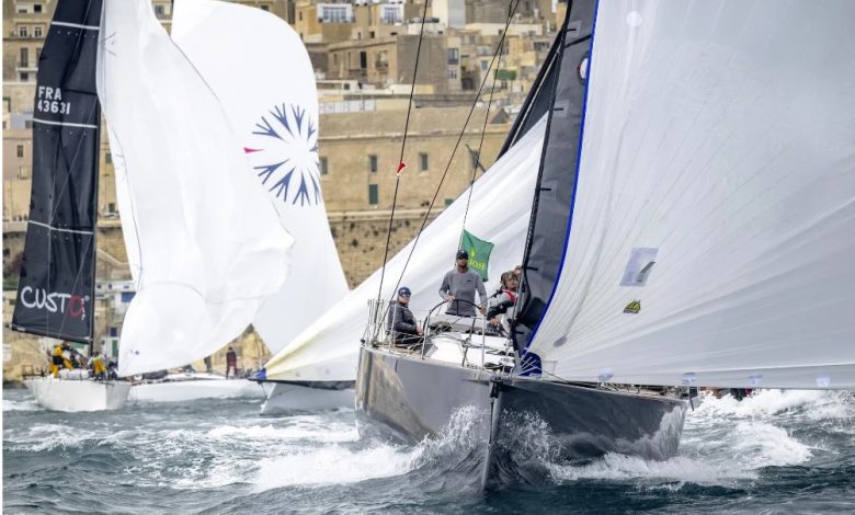 Scallywag 100 during the start of the 45th Rolex Middle Sea Race ©Rolex / Kurt Arrigo