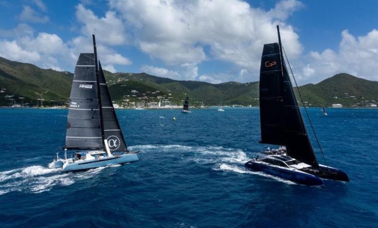 Lee Overlay Partners III (GBR) and Gunboat 72 Layla (GBR) - BVI Spring Regatta & Sailing Festival - photo © Alex Turnbull / Tidal Pulse Media