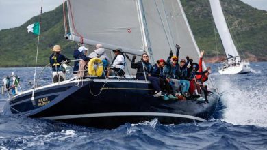 The all-women crew on Lyssandra Barbieri's Grand Soleil 43 Blue Moon - Antigua Sailing Week - photo © Paul Wyeth / pwpictures.com