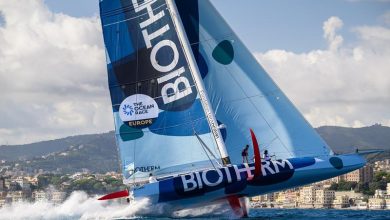 Team Biotherm, skippered by Paul Meilhat, during speed runs and Guest Sailing of The Ocean Race Europe in Genova, Italy on September 05 - photo © Jean-Louis Carli / The Ocean Race Europe 2025