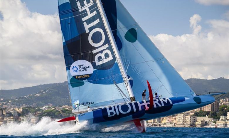 Team Biotherm, skippered by Paul Meilhat, during speed runs and Guest Sailing of The Ocean Race Europe in Genova, Italy on September 05 - photo © Jean-Louis Carli / The Ocean Race Europe 2025