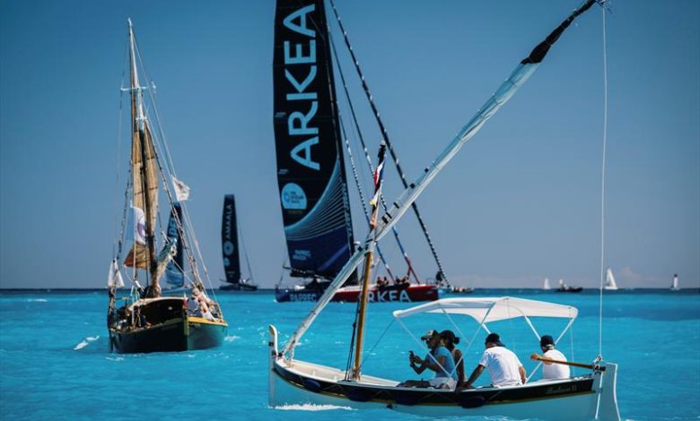 Parade of the Imoca followed by Pointus (Regional fishing boat) before the Leg 4 of The Ocean Race Europe in Nice, France - photo © Vincent Curutchet / The Ocean Race Europe 2025