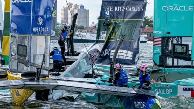 Collision involving United States SailGP Team Mubadala Brazil SailGP Team at the start of Race 3 on Day 2 - Mubadala New York Sail GP - New York, USA - May.31, 2026 - photo © Ricardo Pinto/SailGP
